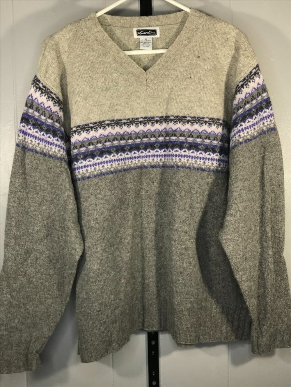 Vintage Y2K Xhilaration Nordic Fair Isle Lambswool V neck sweater sz XL